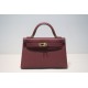 Hermes Kelly Mini II Bag Epsom Leather WAX Silver/Gold Metal Bordeaux High