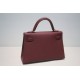 Hermes Kelly Mini II Bag Epsom Leather WAX Silver/Gold Metal Bordeaux High