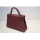 Hermes Kelly Mini II Bag Epsom Leather WAX Silver/Gold Metal Bordeaux High