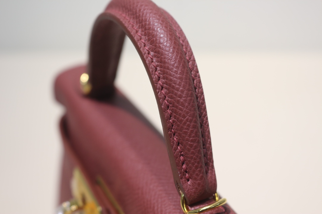 Hermes Kelly Mini II Bag Epsom Leather WAX Silver/Gold Metal Bordeaux High