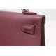 Hermes Kelly Mini II Bag Epsom Leather WAX Silver/Gold Metal Bordeaux High