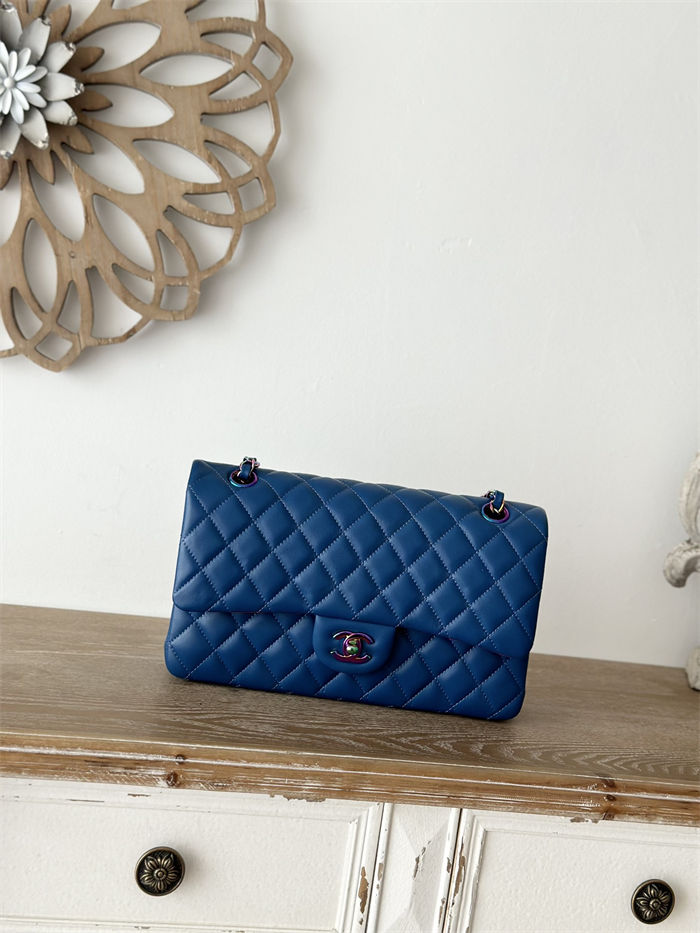 Medium CLASSIC HANDBAG Lambskin-Bicolor Blue/Rose A