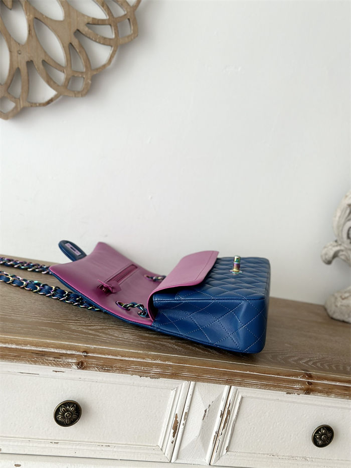 Medium CLASSIC HANDBAG Lambskin-Bicolor Blue/Rose A