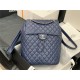 Chanel Large Backpack Lambskin 91122 Silver-Metal Navy High