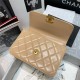 Chanel SMALL FLAP BAG Calfskin & Gold-Tone Metal AS2649 Beige High