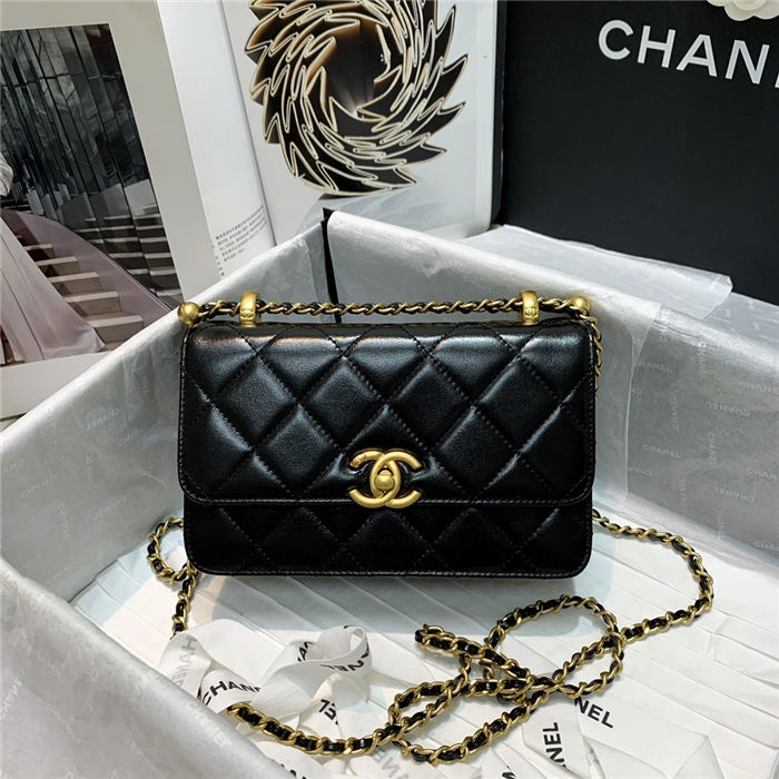 Chanel MINI FLAP BAG Calfskin & Gold-Tone Metal AS2615 Black High