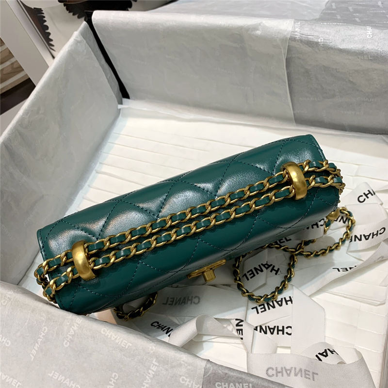 Chanel MINI FLAP BAG Calfskin & Gold-Tone Metal AS2615 Green High