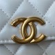 Chanel FLAP COIN PURSE WITH CHAIN Calfskin & Gold-Tone Metal AP2290 White A