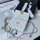 Chanel FLAP COIN PURSE WITH CHAIN Calfskin & Gold-Tone Metal AP2290 White A