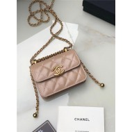 Chanel FLAP COIN PURSE WITH CHAIN Calfskin & Gold-Tone Metal AP2290 Beige A