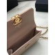 Chanel FLAP COIN PURSE WITH CHAIN Calfskin & Gold-Tone Metal AP2290 Beige A