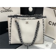 Chanel Shopping Tote Bag Calfskin AS8485 White High