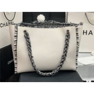 Chanel Shopping Tote Bag Calfskin AS8485 White High