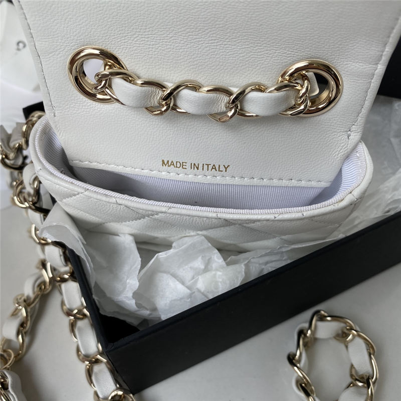 Chanel BELT BAG Lambskin Gold-tone Metal AP2305 White High