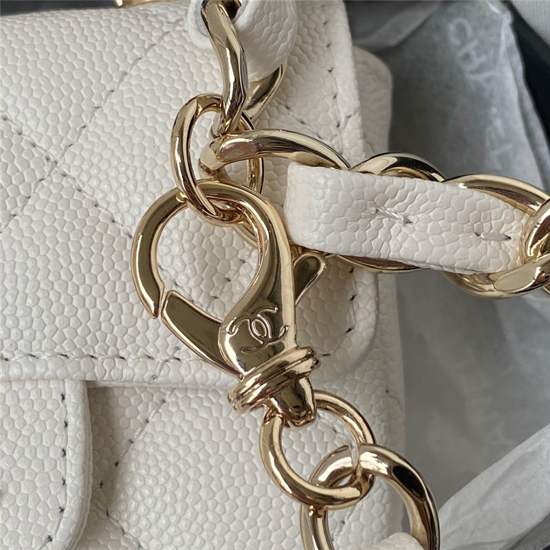 Chanel BELT BAG Grained Calfskin Gold-tone Metal AP2305 White High