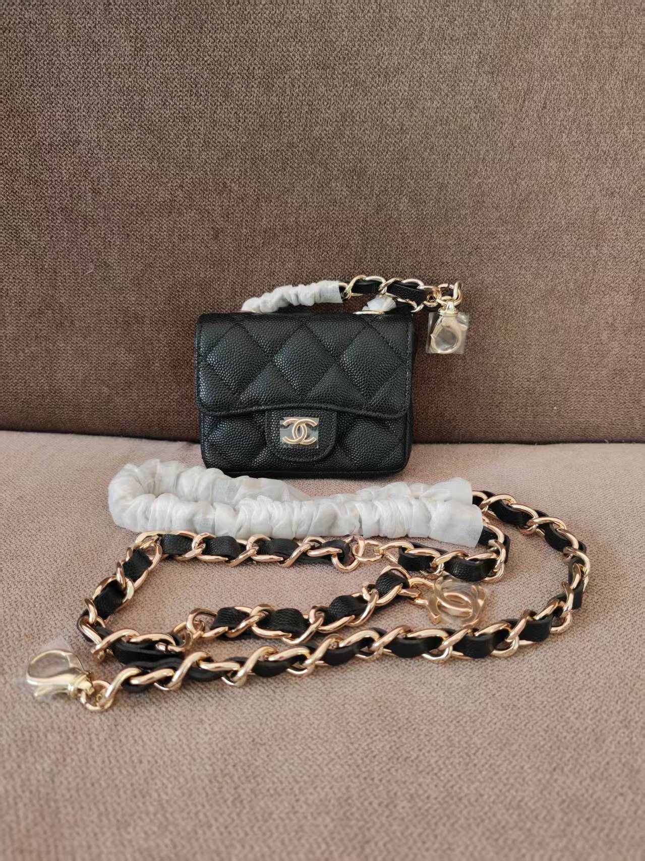 Chanel BELT BAG Grained Calfskin Gold-tone Metal AP2305 Black High