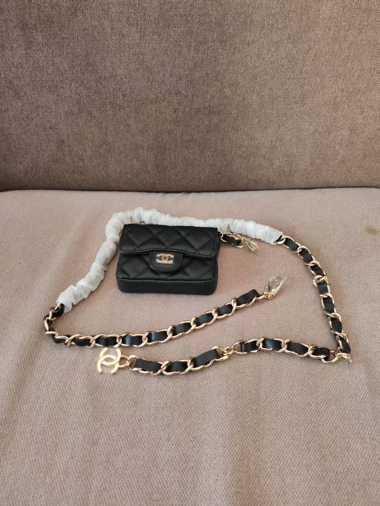 Chanel BELT BAG Grained Calfskin Gold-tone Metal AP2305 Black High