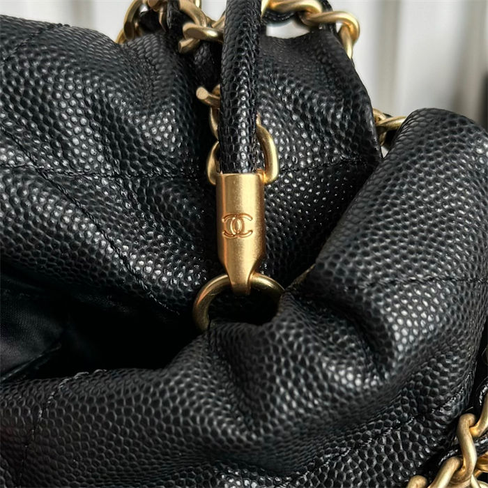 Chanel 22 MINI HANDBAG Shiny Grained Calfskin, Enamel & Gold-Tone Metal Black AS3980 High