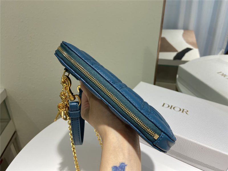 LADY Dior PHONE HOLDER Cannage Lambskin Sea Blue High