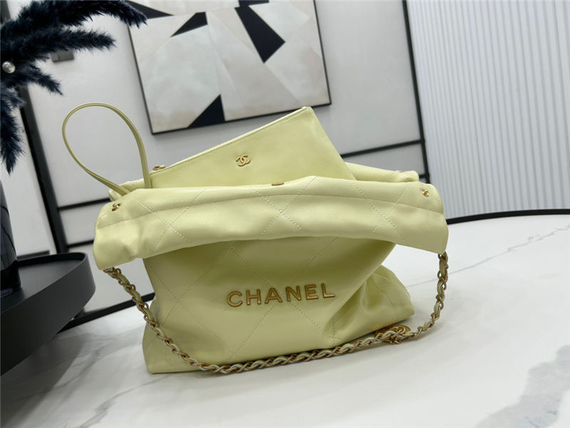 Chanel 22 SMALL HANDBAG Shiny Calfskin & Gold-Tone Metal AS3260 Yellow-Lt High