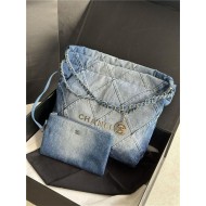 Chanel 22 SMALL HANDBAG Denim & Silver-Tone Metal AS3260 Gradient High