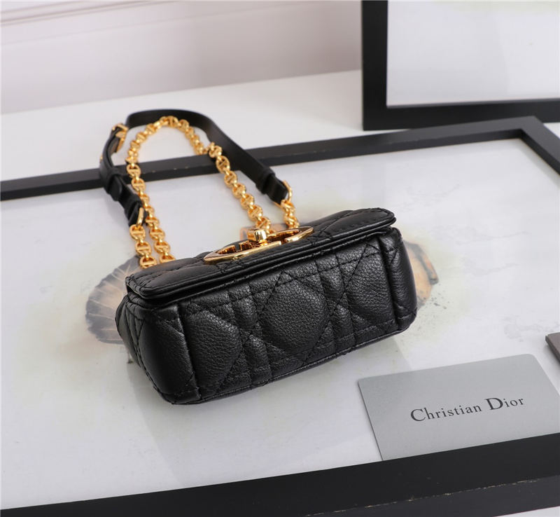 MICRO Dior CARO BAG Supple Cannage Calfskin Black High