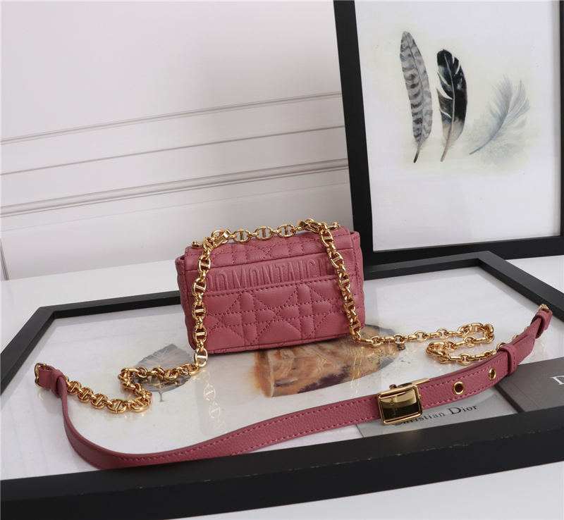 MICRO Dior CARO BAG Supple Cannage Calfskin Pink High