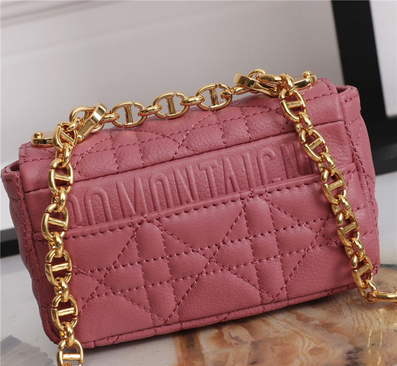 MICRO Dior CARO BAG Supple Cannage Calfskin Pink High