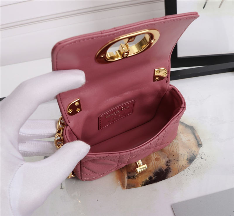 MICRO Dior CARO BAG Supple Cannage Calfskin Pink High