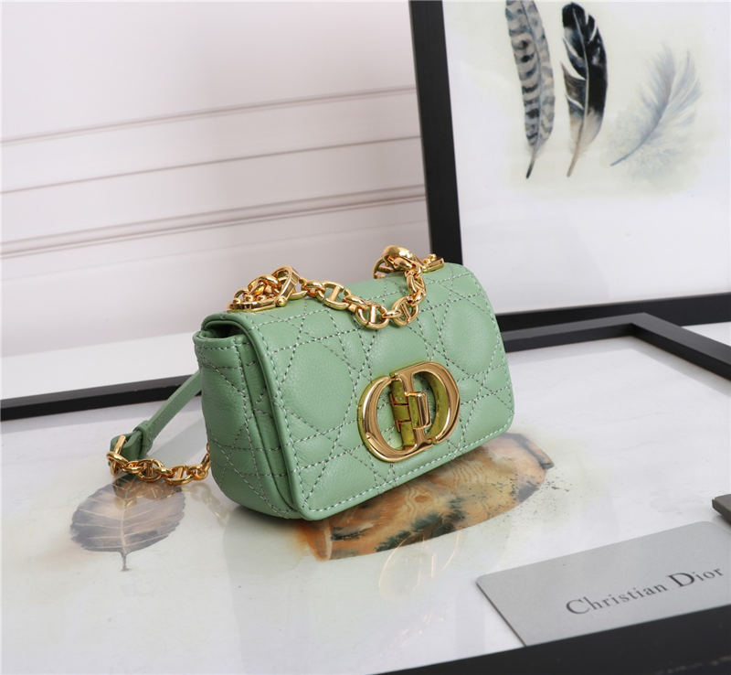 MICRO Dior CARO BAG Supple Cannage Calfskin Green High