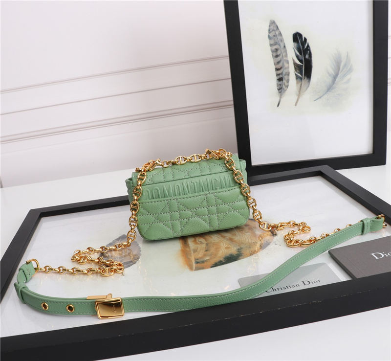 MICRO Dior CARO BAG Supple Cannage Calfskin Green High