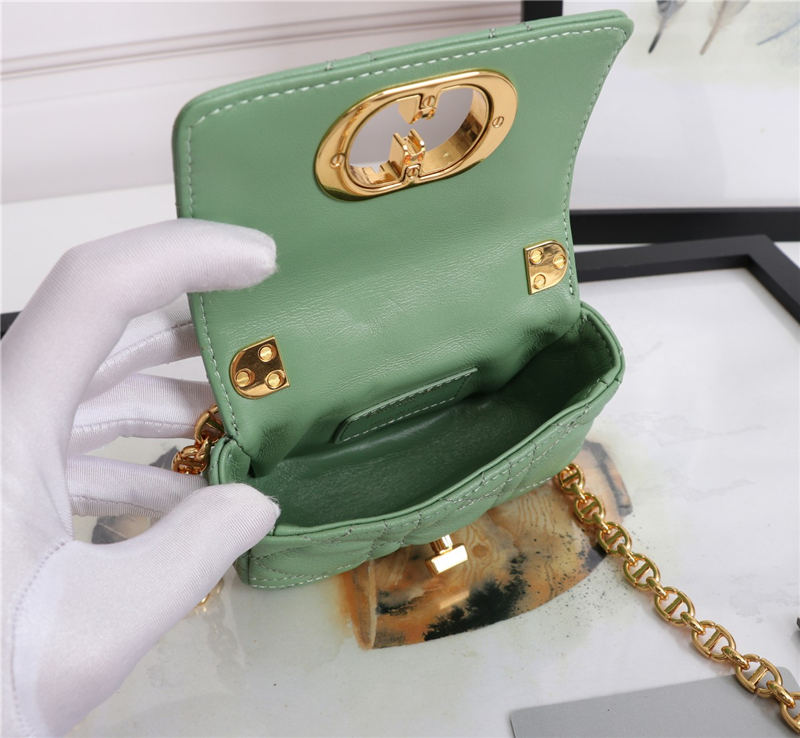 MICRO Dior CARO BAG Supple Cannage Calfskin Green High