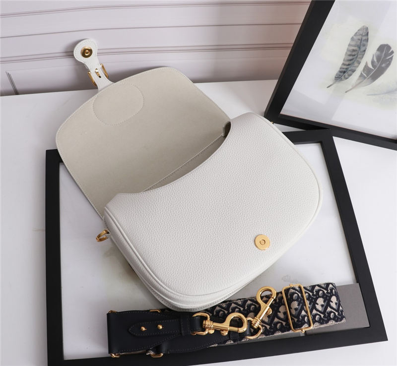 LARGE Dior BOBBY BAG Grained Calfskin White High