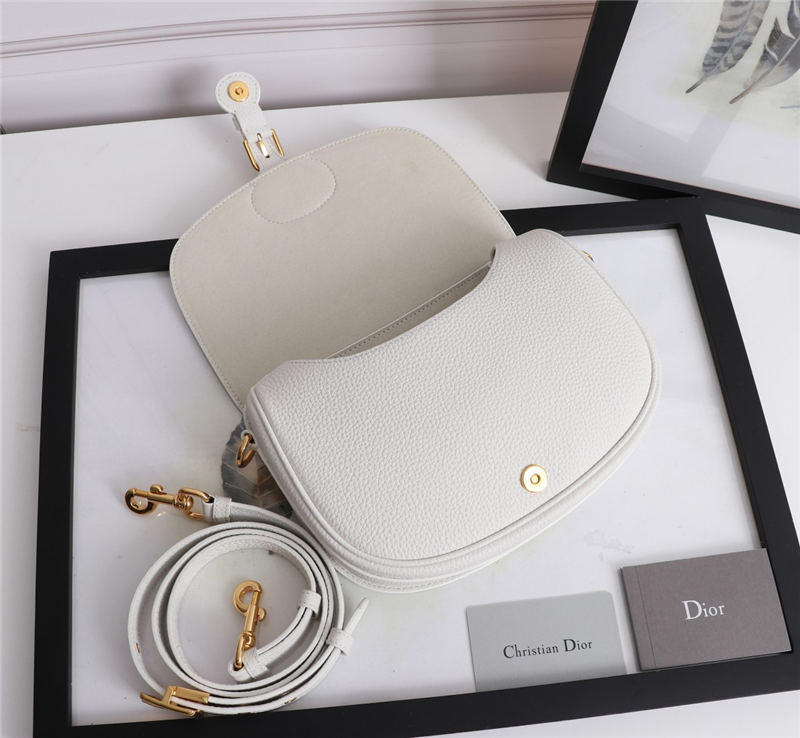 MEDIUM Dior BOBBY BAG Grained Calfskin White High