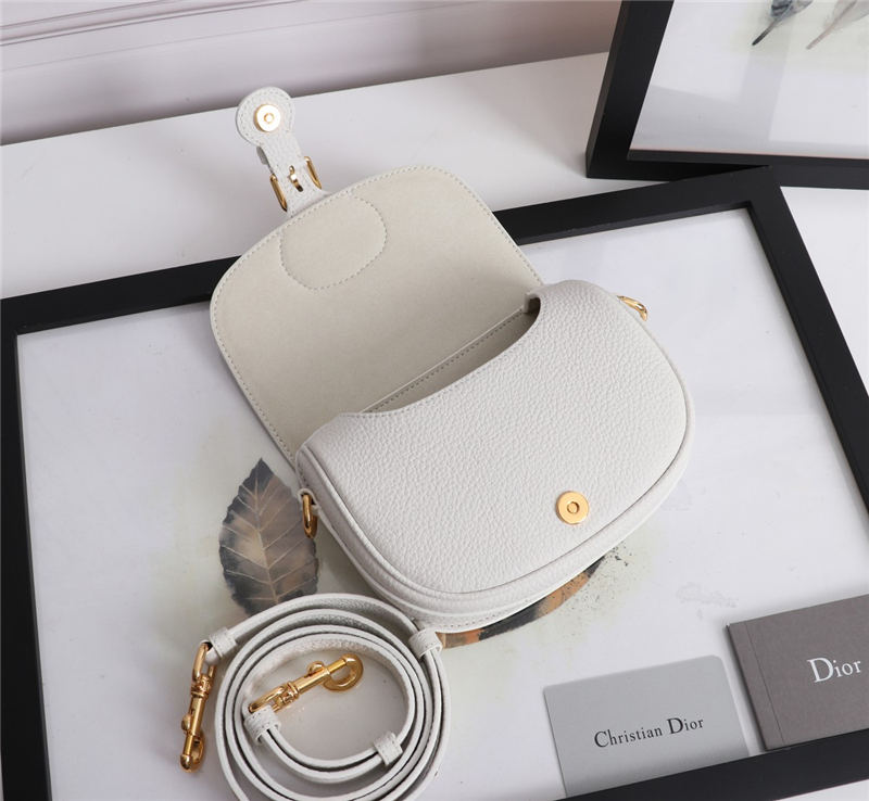 SMALL Dior BOBBY BAG Grained Calfskin White High