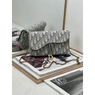 Saddle Pouch with Chain Dior Oblique Jacquard Grey High