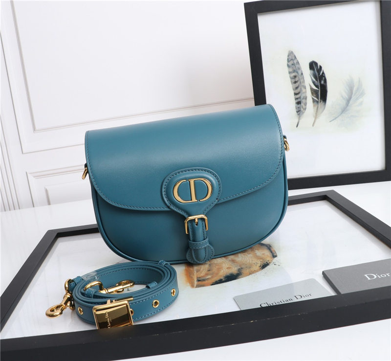 MEDIUM Dior BOBBY BAG Box Calfskin Steel Blue High