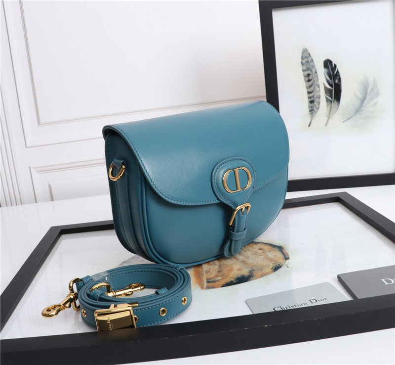 MEDIUM Dior BOBBY BAG Box Calfskin Steel Blue High