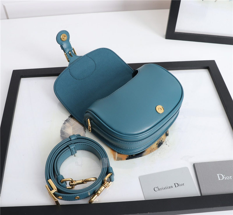 SMALL Dior BOBBY BAG Box Calfskin Steel Blue High