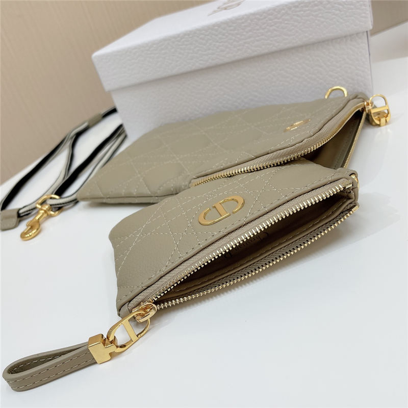 Dior CARO MULTIFUNCTIONAL POUCH Supple Cannage Calfskin Taupe High