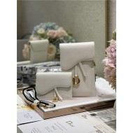 SADDLE MULTIFUNCTIONAL POUCH Supple Cannage Calfskin White High