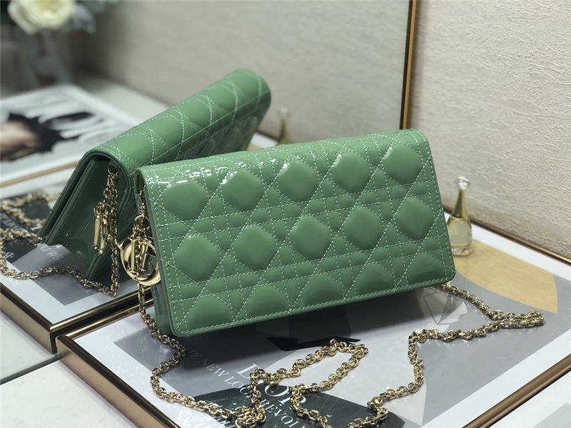 LADY Dior POUCH Patent Cannage Calfskin Green High