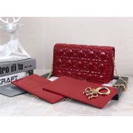 LADY Dior POUCH Patent Cannage Calfskin Red High