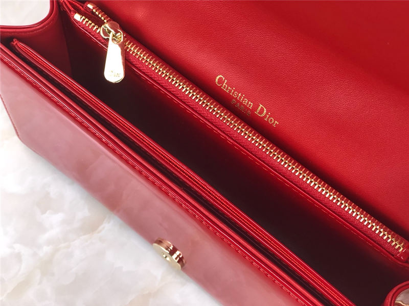 LADY Dior POUCH Patent Cannage Calfskin Red High