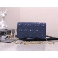 LADY Dior POUCH Patent Cannage Calfskin Denim Blue High