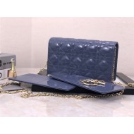 LADY Dior POUCH Patent Cannage Calfskin Denim Blue High