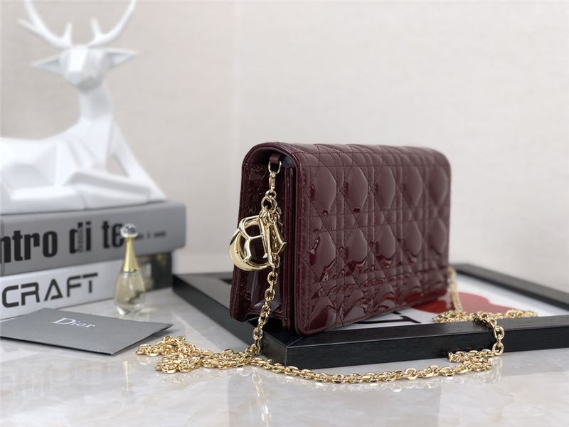 LADY Dior POUCH Patent Cannage Calfskin Burgundy High