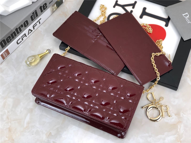 LADY Dior POUCH Patent Cannage Calfskin Burgundy High