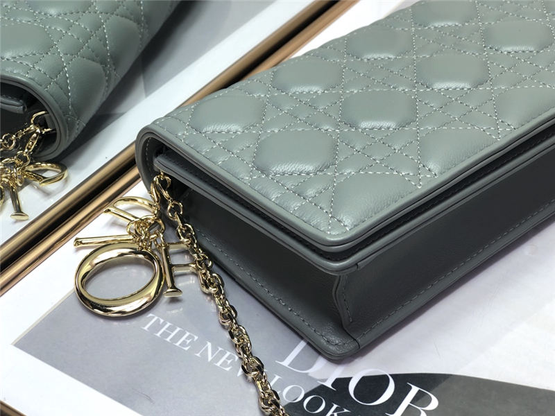 LADY Dior POUCH Cannage Lambskin Grey-Green High