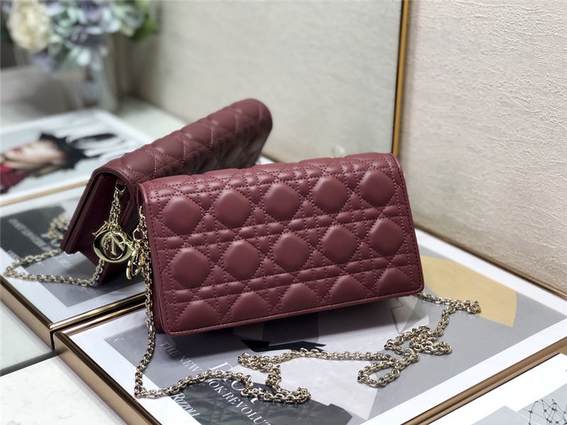 LADY Dior POUCH Cannage Lambskin Wine High